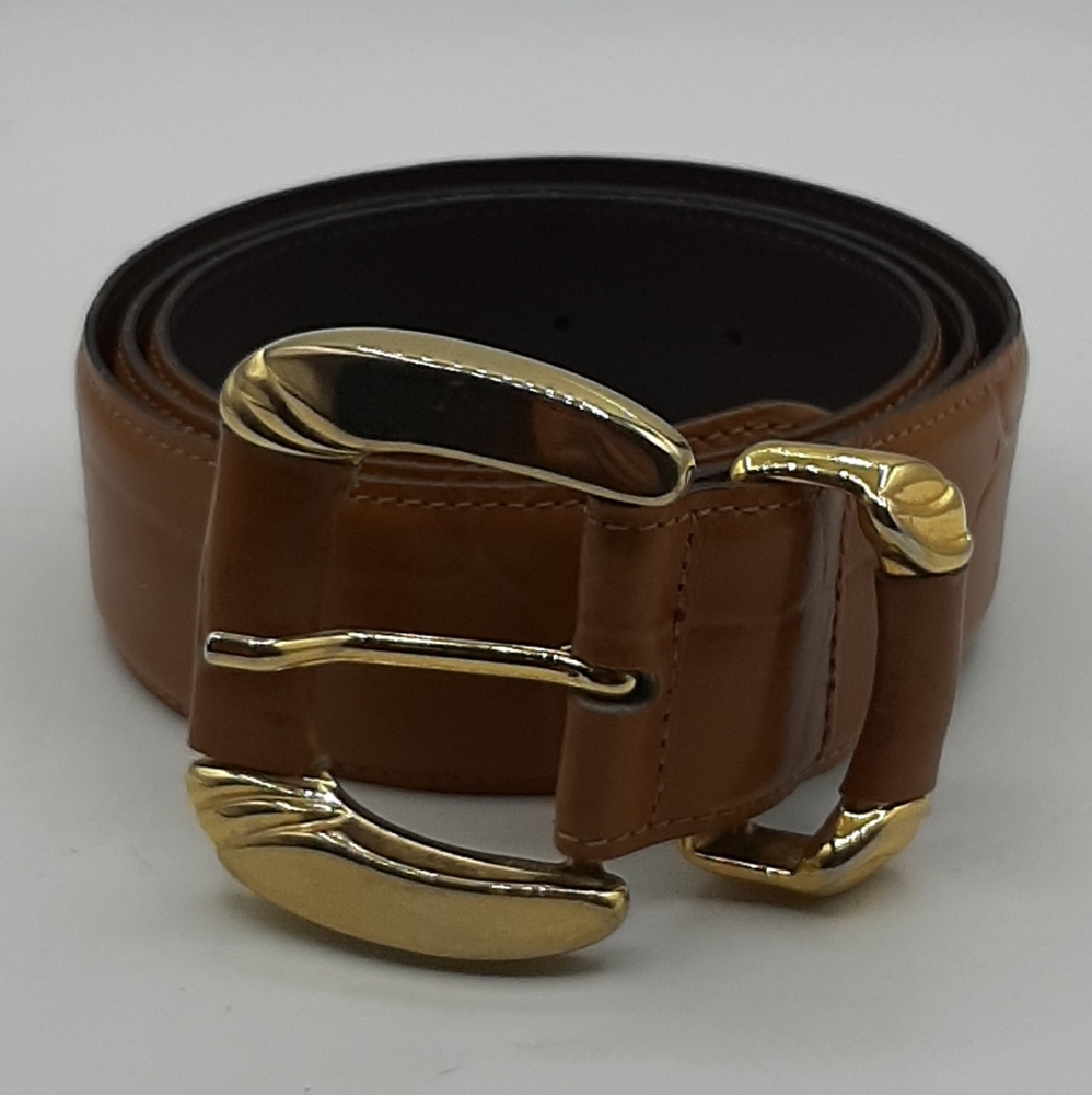 Vintage Bay Club Genuine Leather Brown Unisex Belt 40 Large Made in Italy